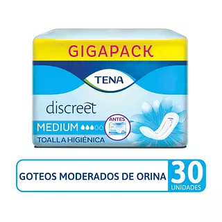 Toalla Higienica Tena Discreet Medium 30 Und