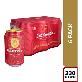 Cerveza Club Colombia Roja Sixpack Lata 330ml