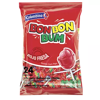 Chupeta Bonbon Bum Rojo Fresa 456g