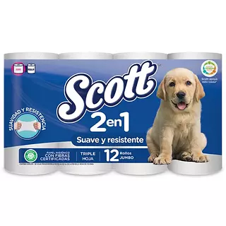 Papel Higienico Scott Triple Hoja Azul 12*30 M