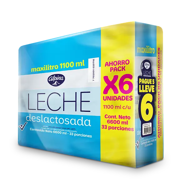 Leche Alpina Deslactosada Pague 5 Lleve 6 1100ml