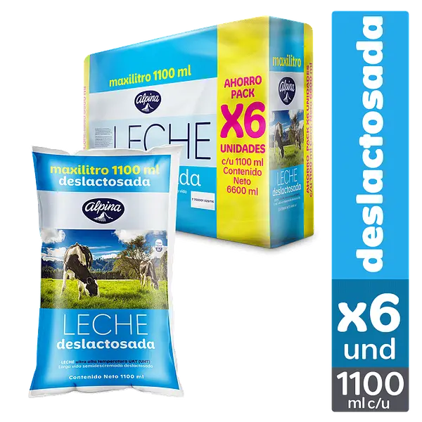 Leche Alpina Deslactosada Sixpack 1100ml
