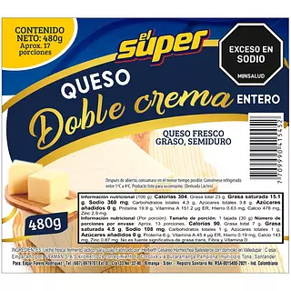 Queso El Super Doble Crema 480g