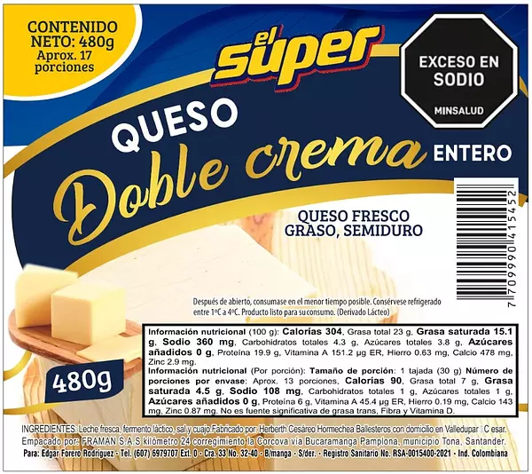 Queso El Super Doble Crema 480g