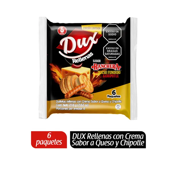 Galleta Dux Rellena Sabor Ranchero 6*36g