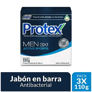 Jabon De Barra Protex Men Sport Tripack 110g