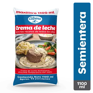 Crema De Leche Alpina Semientera 1100ml