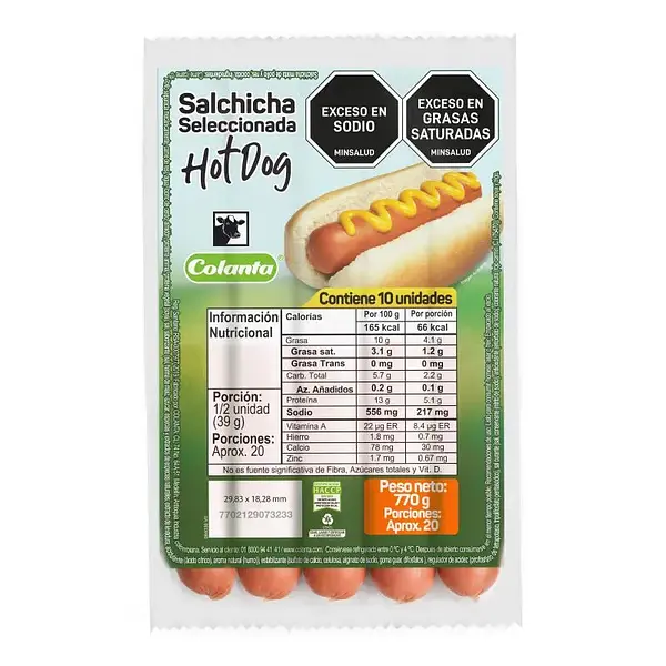 Salchicha Hog Dog Colanta 770g