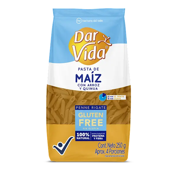 Penne Rigate Dar Vida Gluten Free 250g