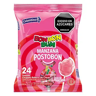 Chupeta Bonbon Bum Manzana Postobon 432g