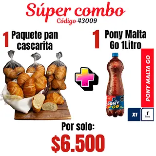 Super Combo Pan Cascarita 6 Unid + Pony Go 1l