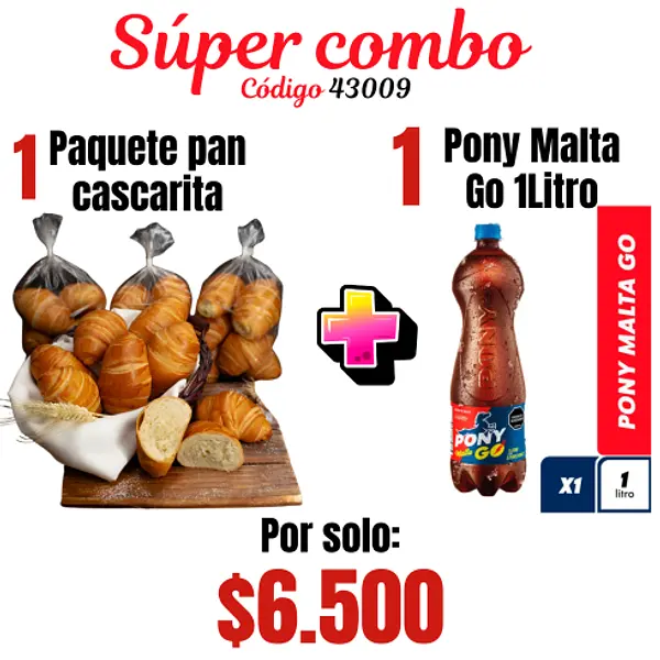 Super Combo Pan Cascarita 6 Unid + Pony Go 1l